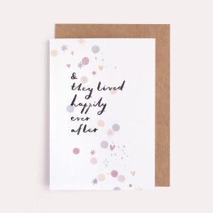Wedding card with falling colourful confetti, perfect for all kinds of love, couples and partnerships.