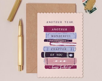 Bookish Birthday Card | Booklover Birthday Cards | Booktok, Writer, Literary or Library
