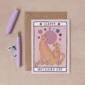 Tarjeta del Día de la Madre Tarot Leopard / Tarjetas del Día de la Madre / Tarjeta del Día de la Madre para mamá o mamá