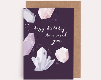 Real Gem Birthday Card | Female Birthday Card | Birthday Card for Her | Crystal Birthday Card | Mystic Birthday Card | Crystals | Gems