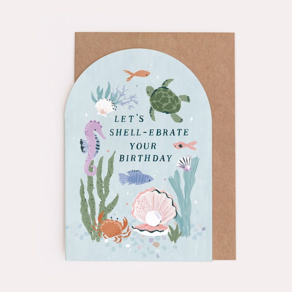 Under The Sea Birthday Card | Diver Birthday Card | Snorkel Birthday Card | Crab Birthday Card | Ocean Birthday Card | Turtle Birthday Card