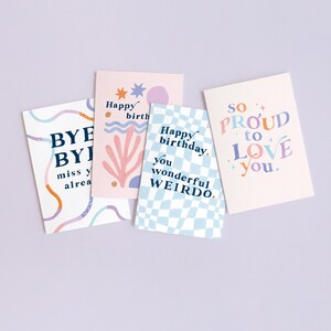 Matisse birthday card inspired by the artist Matisse this abstract birthday card features gently waving shapes and abstract colourful waves, circles. Perfect artsy birthday card.