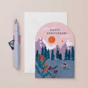 Sunset Anniversary Card | Anniversary Card | Happy Anniversary Card | Mountains Anniversary Card | Hiking Anniversary Card | Nature Card