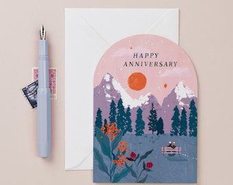 Sunset Anniversary Card | Anniversary Card | Happy Anniversary Card | Mountains Anniversary Card | Hiking Anniversary Card | Nature Card