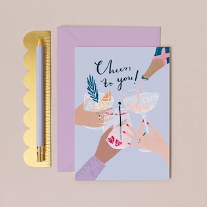 Cheers To You Card | Prosecco, Champagne, Gin Birthday Card | Birthday Card for Gin Lover | Birthday Card for Friend | Card for Sister