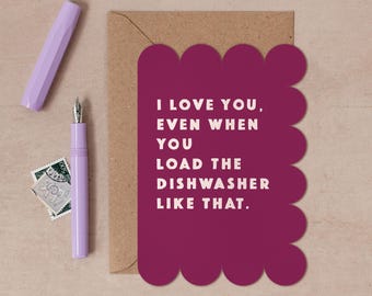 Dishwasher Anniversary Card | Funny Anniversary Cards | Valentines Card | Card For Husband Or Wife