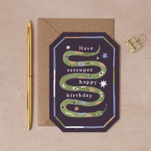 Ssssuper Snake Birthday Card | Snake Birthday Cards | Snake Birthday Card | Birthday Card for Snake Owner | Shaped Cards