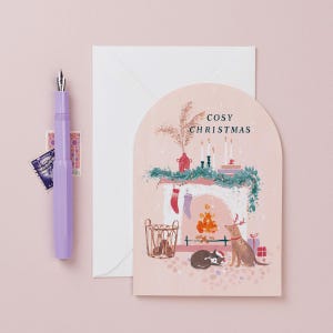 Cat Christmas Card | Dog Christmas Card | Cosy Christmas Card |  Hygge Christmas Card  | Holiday Card Unique Christmas Card | Pet Xmas Card
