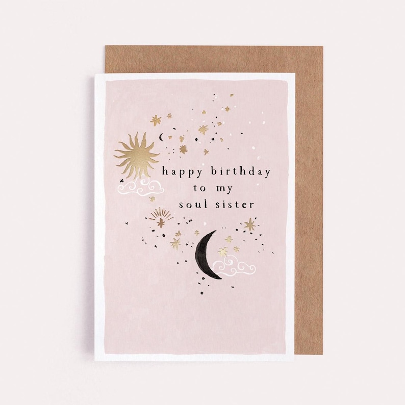 Soul Sister Birthday Card | Luxury Gold Foil Birthday Card | Sister Birthday Card | Birthday Card for Friend | Birthday Greeting Card afbeelding 4