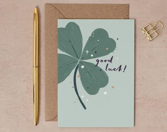 Good Luck Card | Four Leaf Clover Card | Good Luck New Job Card | Good Luck Exams Card