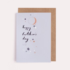 Fathers Day Greeting card with minimalist painted artwork of stars and moon.