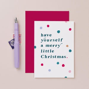 Merry Little Christmas Card | Colourful Dots Christmas Card | Fun Christmas Card | Holiday Card | Festive Card | Kids Christmas Card