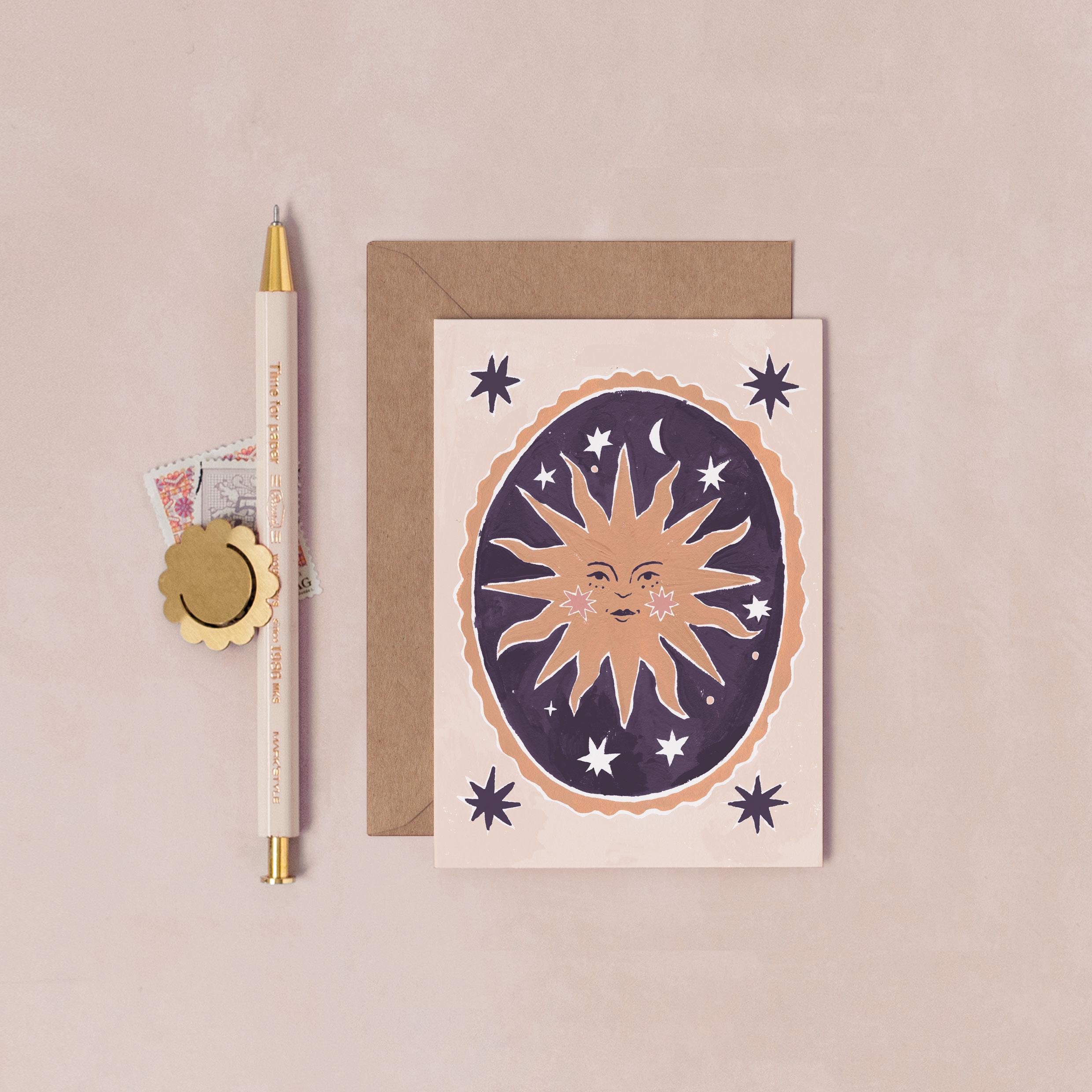 Smiling Sun Mini Card | Birthday Cards | Mini Greeting Cards | Sun Birthday Card | Blank Greeting Card | Notecard
