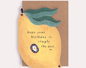 You're the Zest Lemon Birthday Card - Special Shape Birthday Card for Pun Lover | Lemon Birthday Card