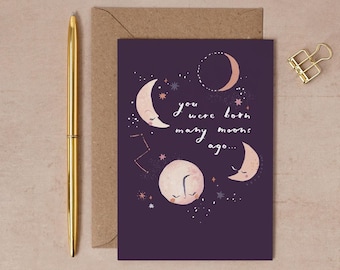 Moon and Stars Birthday Card for Friend | Moons Birthday Card | Stars Birthday Card