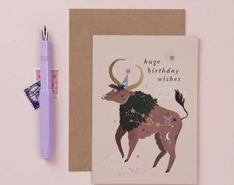 Taurus Birthday Card | Zodiac Birthday Card | Astrology Birthday Card | Horoscope Birthday Card | Star Sign Birthday Card | Taurus Card