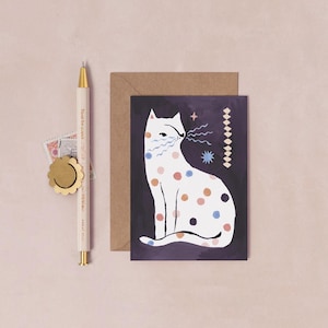 Dotty Cat Mini Card | Birthday Card | Mini Greeting Cards | Note Cards | Blank Greeting Card