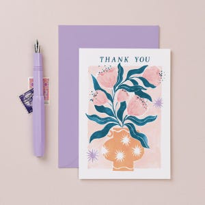 Flowers Thank You Card | Thank You Floral Card | Thank You Card For Friend | Thoughtful Card | Matisse Card | Thanks Card