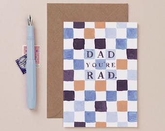Checkerboard Rad Dad Card | Father’s Day Card | Dad Birthday | Father's Day Greeting Card