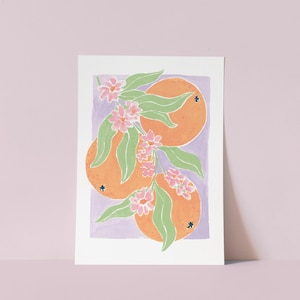 A Matisse-inspired digital art print of oranges for home decor.