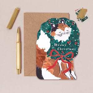 Cat Meowy Christmas Card | Cat Holiday Cards | Cat Christmas Card | Christmas Greeting Cards | Unique Christmas Cards | Kids Christmas Cards
