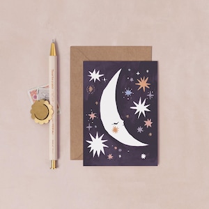 Sleeping Moon Mini Cards | Mini Birthday Card | Blank Cards | Mini Baby Cards | Mini Greeting Cards