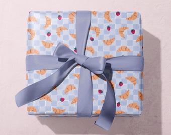 Croissant Cafe Gift Wrap | Pastry Wrapping Paper Sheets