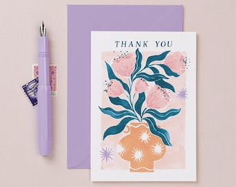 Flowers Thank You Card | Thank You Floral Card | Thank You Card For Friend | Thoughtful Card | Matisse Card | Thanks Card