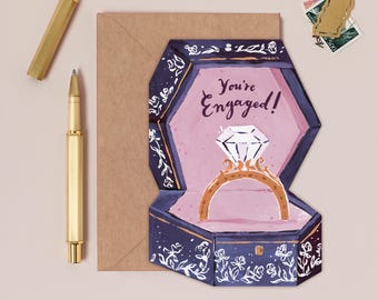 Engagement Ring Box Card | Engagement Cards | You're Engaged Card | Congratulations Engagement | Proposal Card | Ring Card