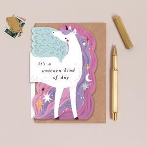 Unicorn Birthday Card | Unique Unicorn Shape Birthday Card | Sweet Birthday Card for Children | Kids Birthday Card | Kids Birthday Card