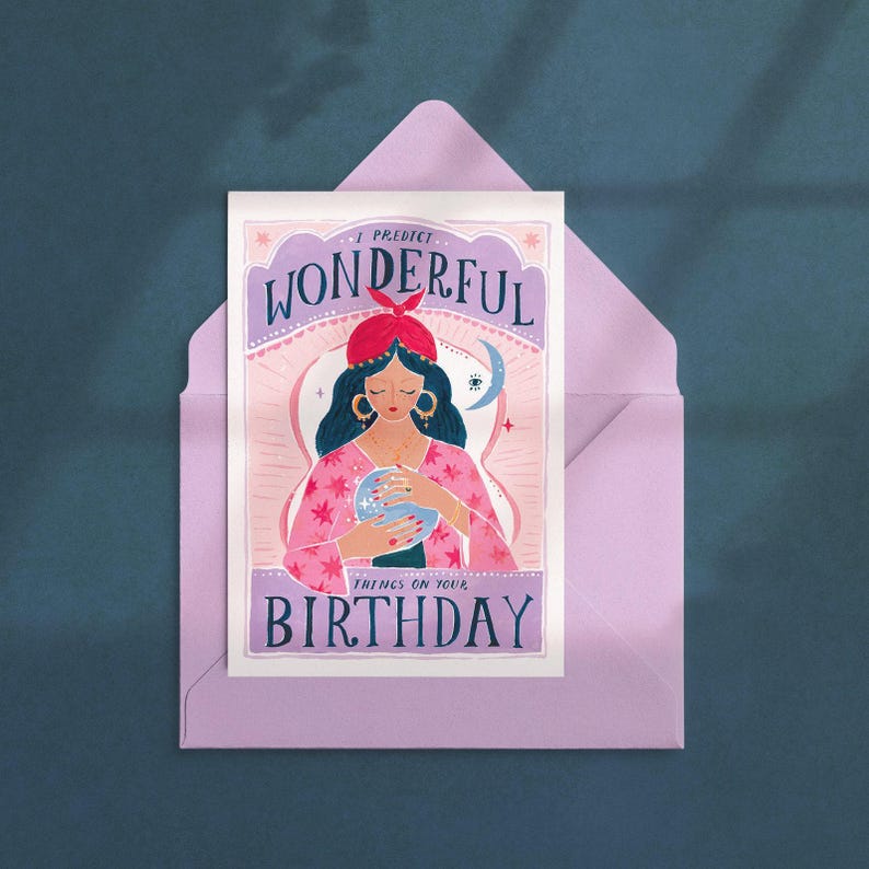 Fortune Teller Birthday Card | Crystal Ball Birthday Card | Birthday Card For Friend | Cher Birthday Card | Birthday Card For Best Friend image 2