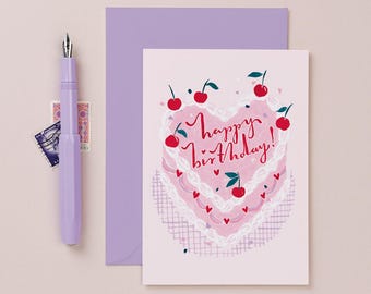 Birthday Cake Card | Kitsch Birthday Card | Iced Birthday Cake Card | Birthday Card For Friend | Birthday Card for Her