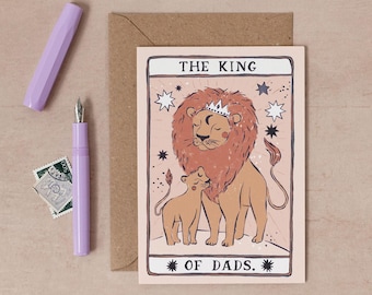 Tarot Lion And Cub Card | Dad Birthday Card | Father's Day Card | Birthday Card For Dad | Lion Card for Dad | Father's Day Greeting Card