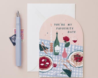 Dinner Anniversary Card | Love Card | Pasta Anniversary Card | Pizza Card | Pasta Card | Dinner Love Card