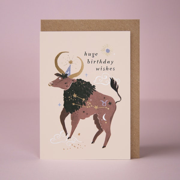 Taurus Birthday Card | Zodiac Birthday Card | Astrology Birthday Card | Horoscope Birthday Card | Star Sign Birthday Card | Constellation