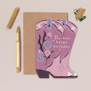 Cowboy Boots Birthday Card | Unique Shape Birthday Card for Cowgirl or Cowboy Boots Lover | Swiftie Birthday Card