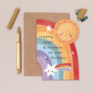 Kids Rainbow Birthday Card | Unique Rainbow Shape Birthday Card | Sweet Birthday Card for Children | Kids Birthday Card | Unisex Kids Card