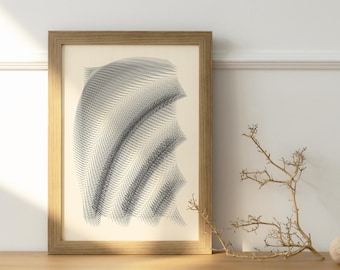 Generatieve penplotterkunst: minimalistische golfinkttekening (A3)