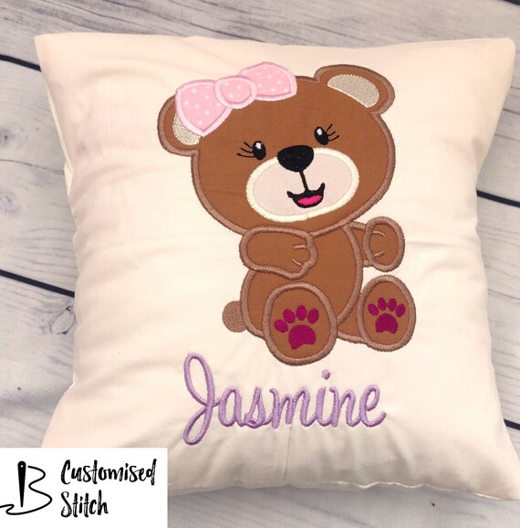 personalised bear cushion