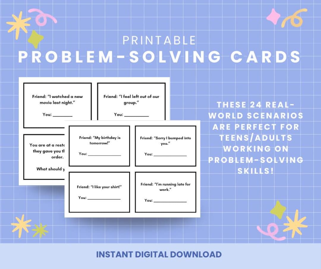 24 Problem-solving Cards for Teens and Adults! - Etsy