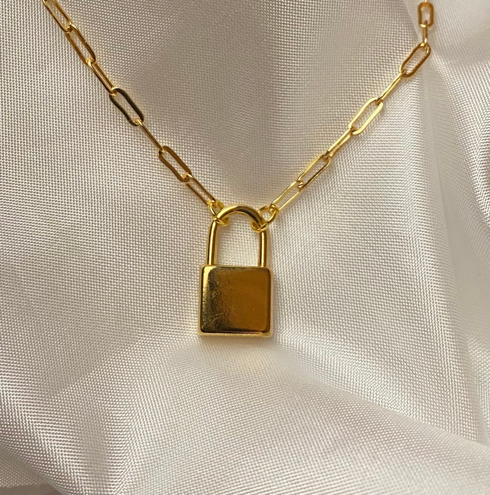 Padlock Necklace Lock Necklace Charm Necklace Gold Etsy