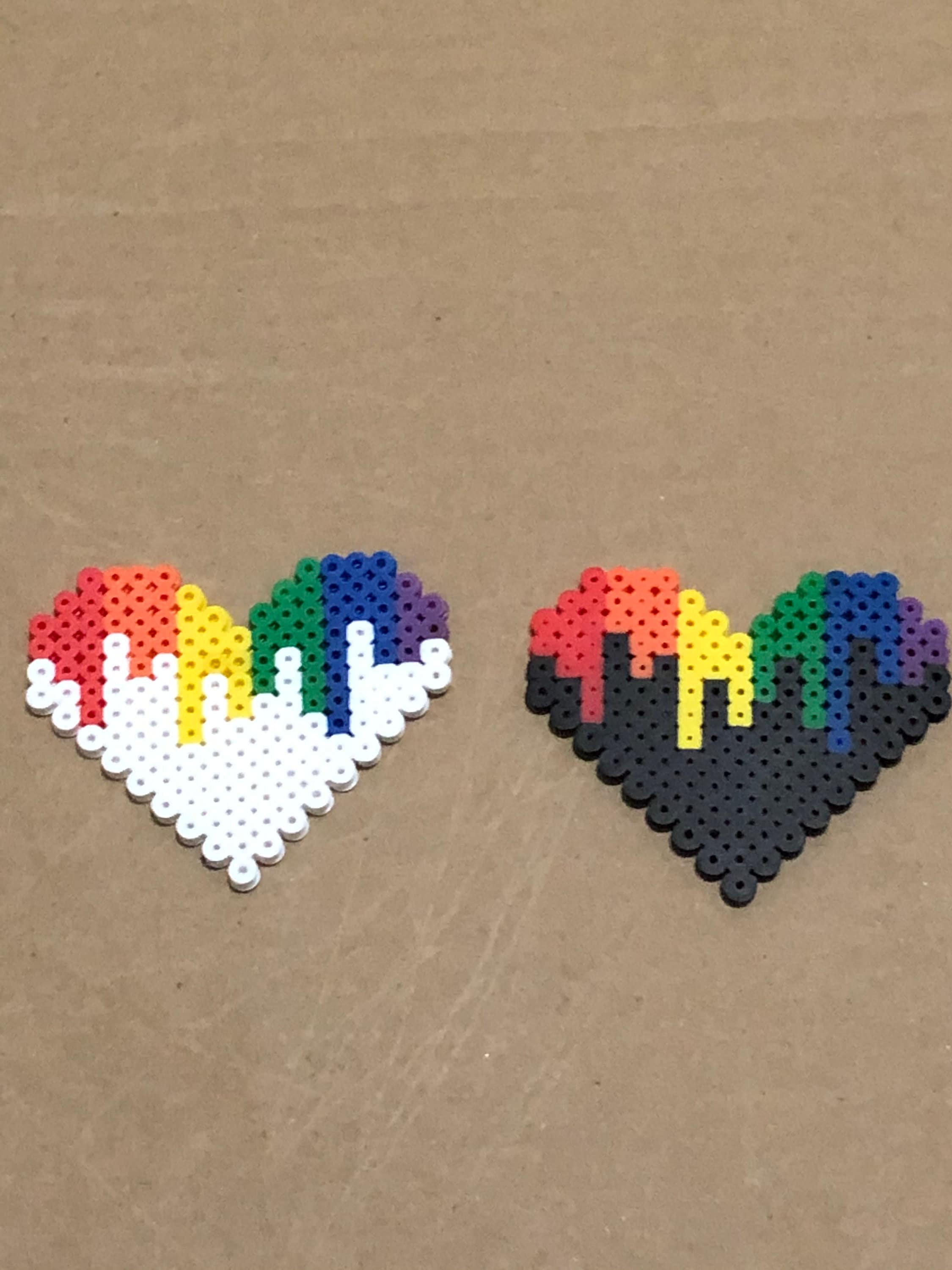 Perler Bead Rainbow Heart Drip 