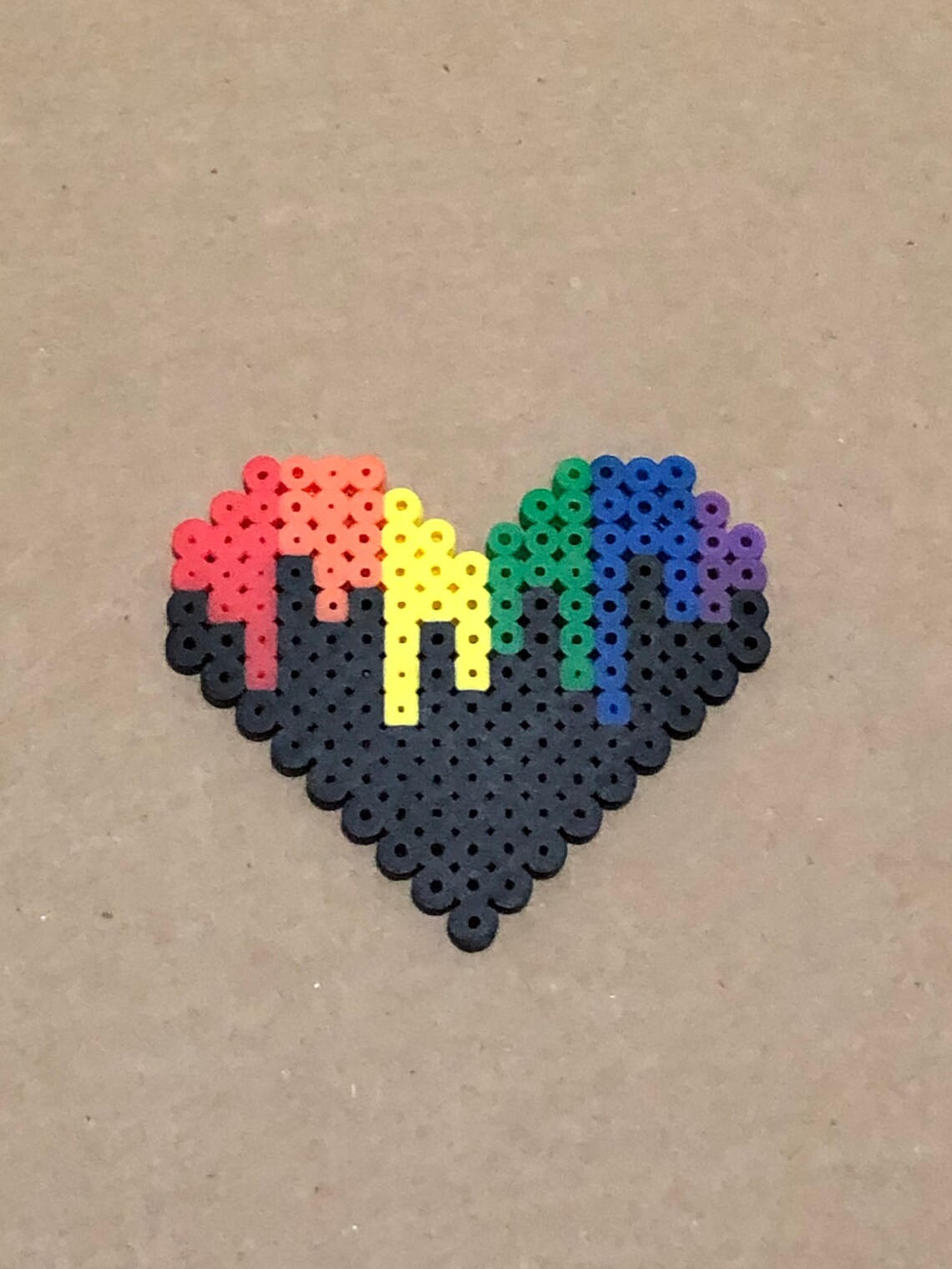 Perler Bead Rainbow Heart Drip Etsy