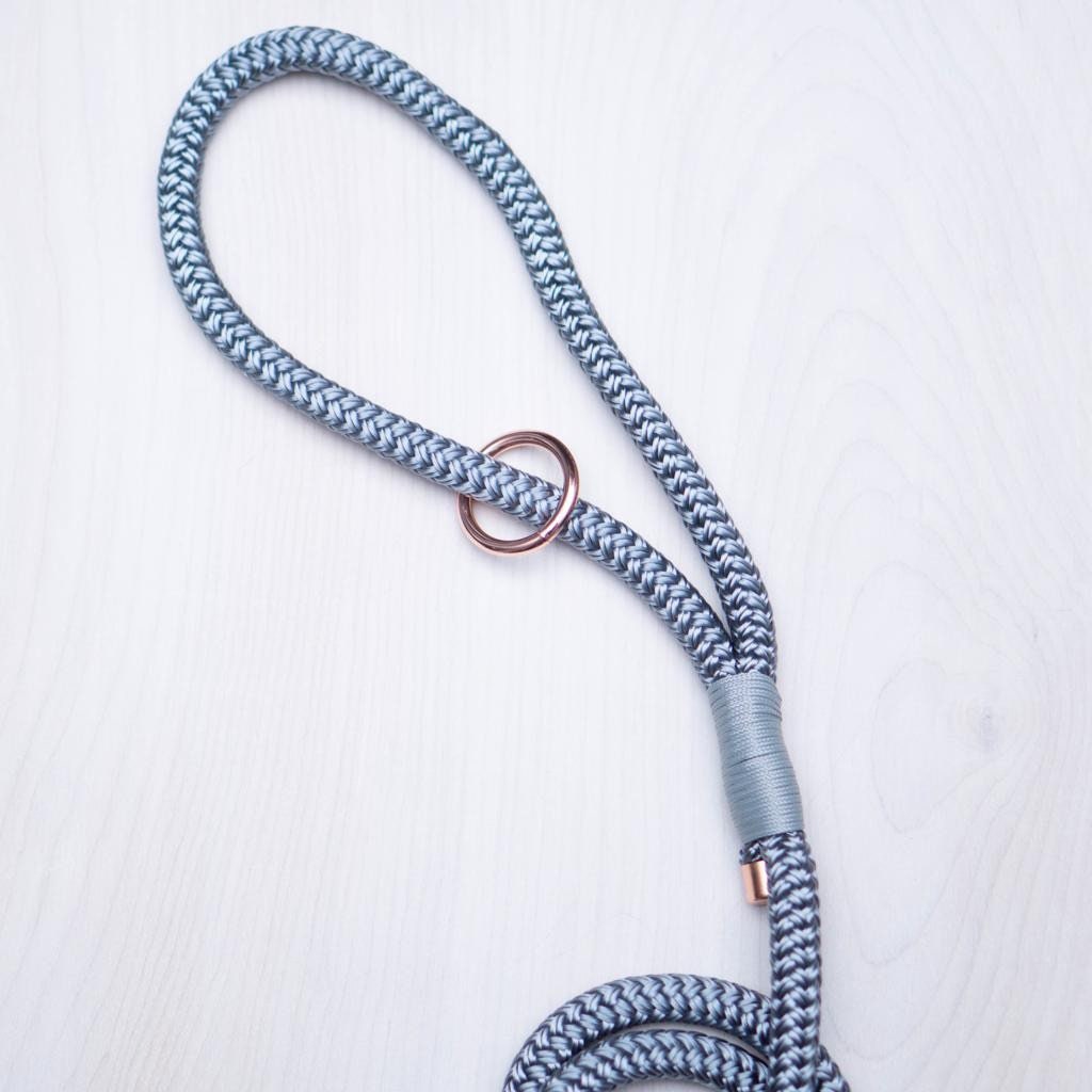 Rust Dog Rope Lead Gray Rope Dog Slip Lead, Rose Gold Hardware, Handmade in Canada - Etsy