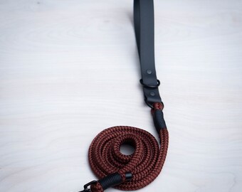 Burgundy and more colors Rope Leash and Biothane handle | 5/6ft Dog Rope leash, Super Strong Dog leash, rose gold and matte black hardware