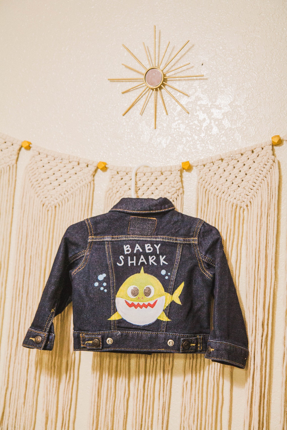 Baby Shark Jacket Custom Hand Painted Denim Jacket Baby/toddler Denim