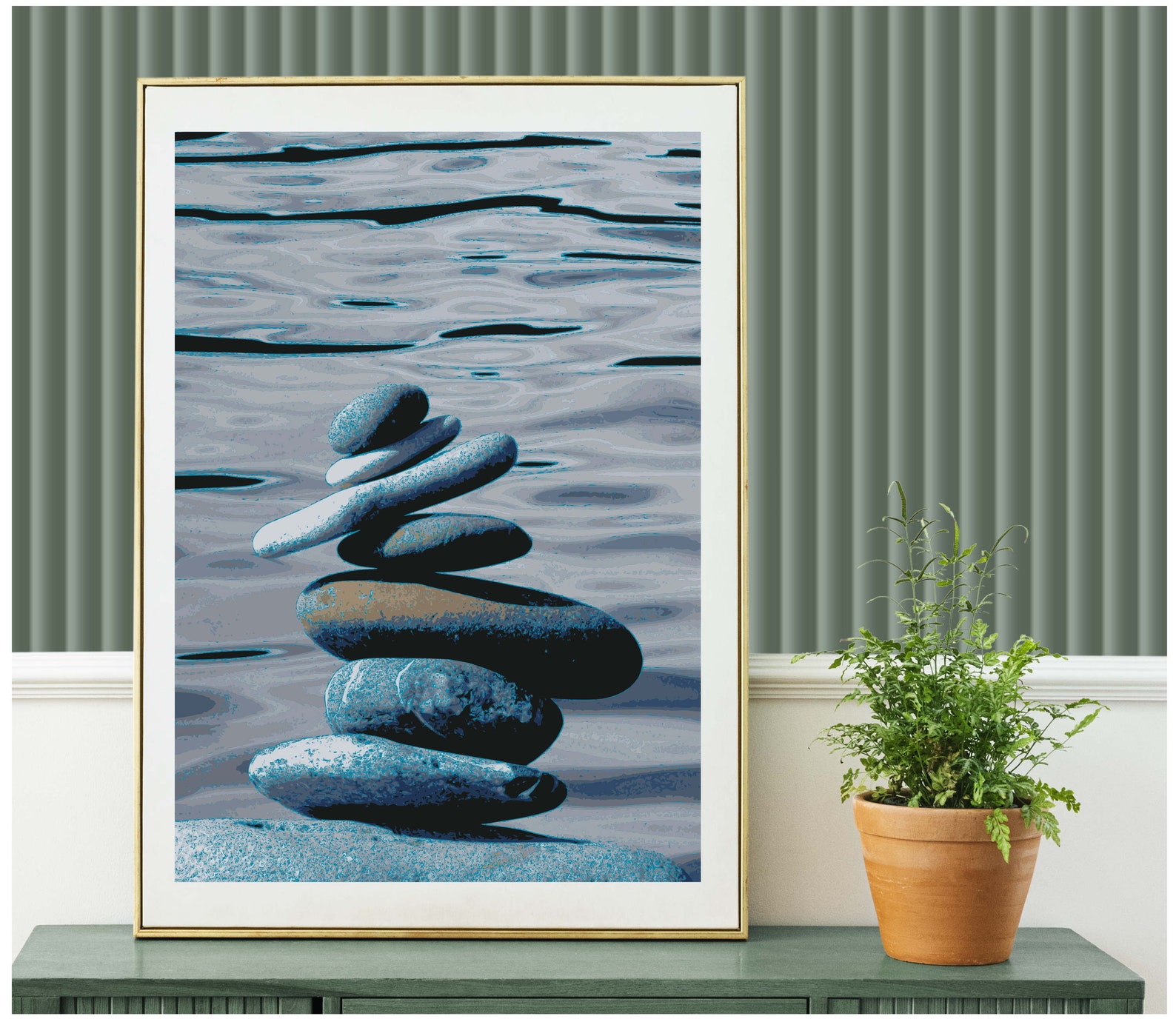 Zen Rocks by the Water. Digital Sea Printable. Wall Art Etsy