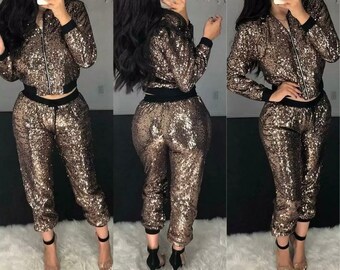 sequin jogger suit