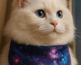 Wendbares Galaxy Haustier Bandana und Scrunchie Set - Kosmische Katzen und Hunde Halstuch