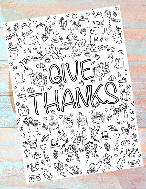 Thanksgiving Coloring Page Printable Coloring Page | Etsy